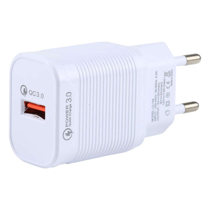 LZ-728 2 in 1 18W QC 3.0 USB Interface Travel Charger + USB to 8 Pin Data Cable Set, EU Plug, Cab...