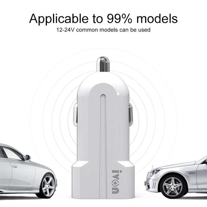 IVON CC13 QC 3.0 Fast Charging Car Charger (White)