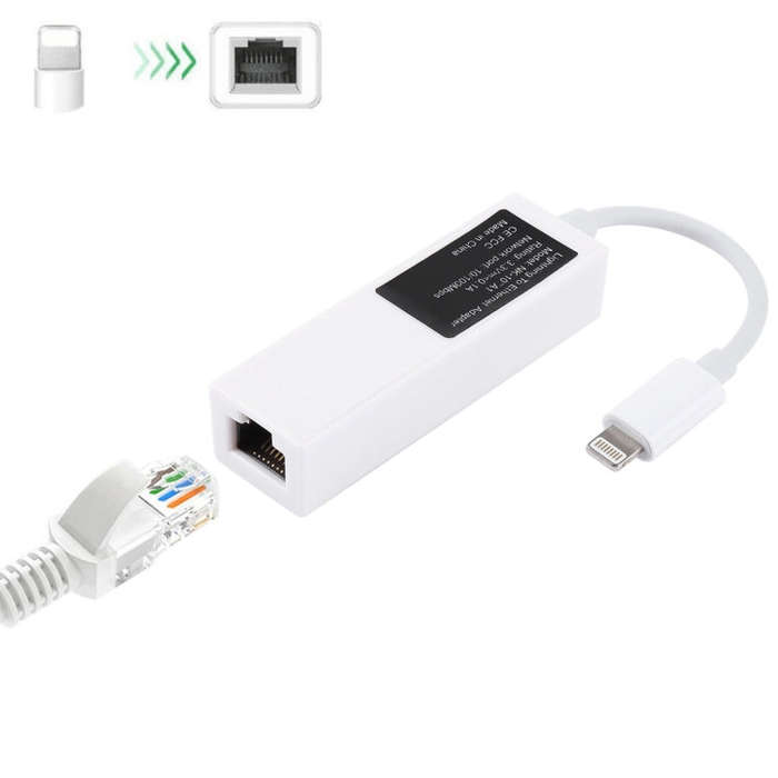 NK107A1 8 Pin to RJ45 Ethernet LAN Network Adapter Cable for iPhone / iPad Series, Total Length: ...
