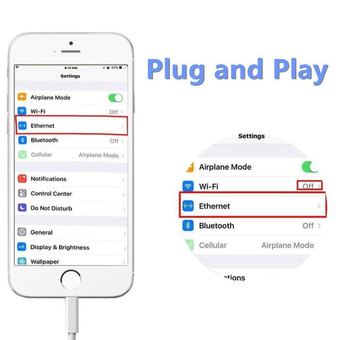 NK107A1 8 Pin to RJ45 Ethernet LAN Network Adapter Cable for iPhone / iPad Series, Total Length: ...