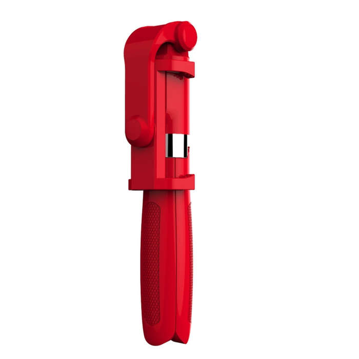 2 in 1 Foldable Bluetooth Shutter Remote Selfie Stick Tripod for iPhone and Android Phones(Red)