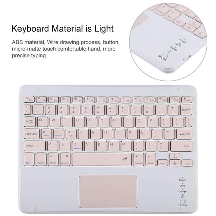 TG-102BC Detachable Bluetooth Pink Keyboard + Microfiber Leather Tablet Case for iPad 10.2 inch /...