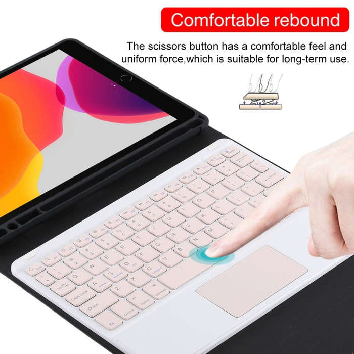 TG-102BC Detachable Bluetooth Pink Keyboard + Microfiber Leather Tablet Case for iPad 10.2 inch /...