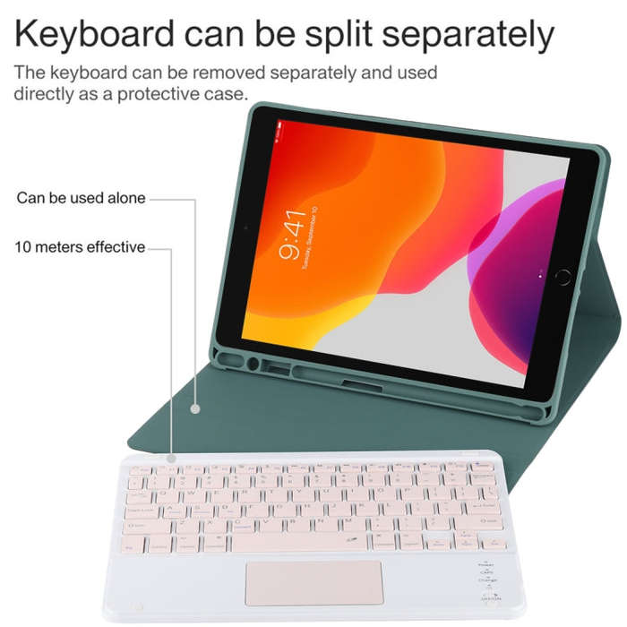 TG-102BC Detachable Bluetooth Pink Keyboard + Microfiber Leather Tablet Case for iPad 10.2 inch /...