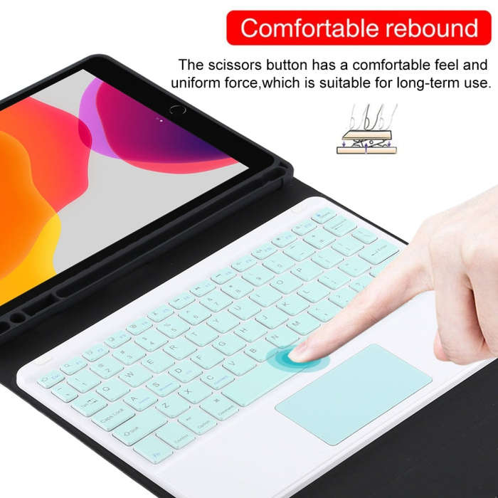 TG-102BC Detachable Bluetooth Green Keyboard + Microfiber Leather Tablet Case for iPad 10.2 inch ...