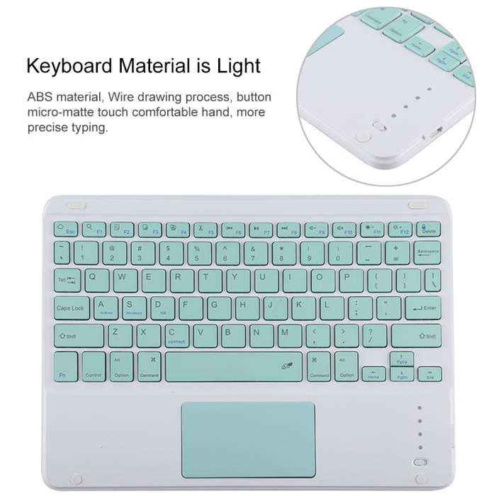 TG-102BC Detachable Bluetooth Green Keyboard + Microfiber Leather Tablet Case for iPad 10.2 inch ...