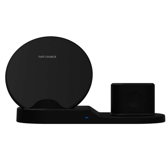 N30 3 in 1 Fast Wireless Charger Holder for Qi Standard Smartphones & iWatch & AirPods(Black)