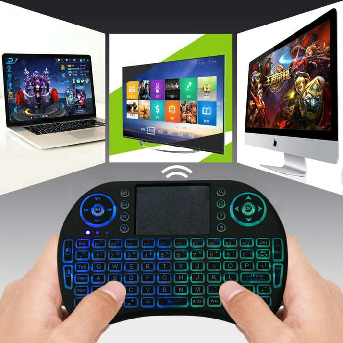 2.4GHz Mini i8 Wireless QWERTY Keyboard with Colorful Backlight & Touchpad & Multimedia Control f...