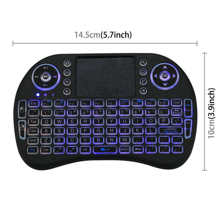 2.4GHz Mini i8 Wireless QWERTY Keyboard with Colorful Backlight & Touchpad & Multimedia Control f...