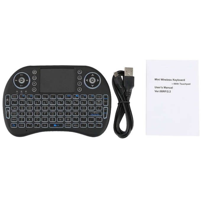 2.4GHz Mini i8 Wireless QWERTY Keyboard with Colorful Backlight & Touchpad & Multimedia Control f...