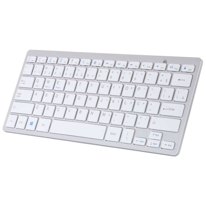 WB-8022 Ultra-thin Wireless Bluetooth Keyboard, Portuguese Keys(Silver)