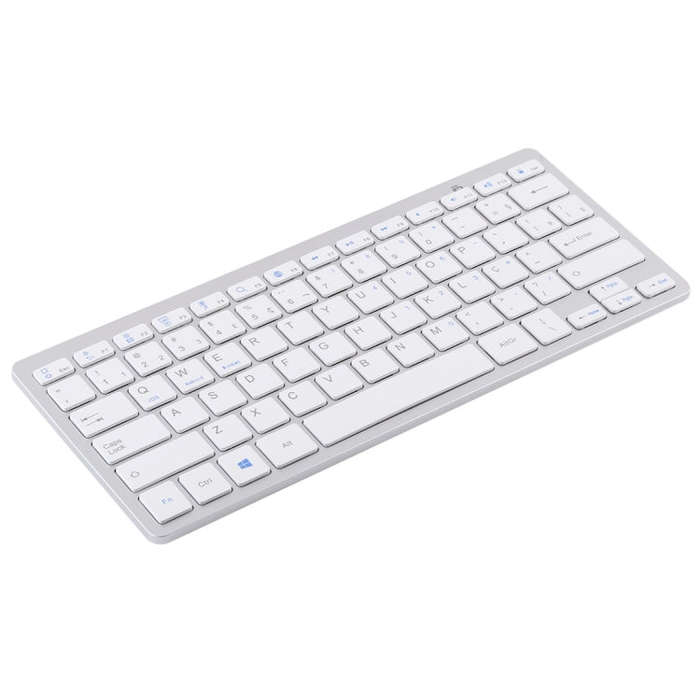 WB-8022 Ultra-thin Wireless Bluetooth Keyboard, Portuguese Keys(Silver)