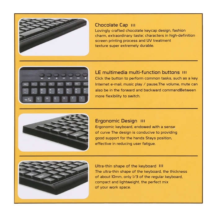 KB-301A Multimedia Notebook Mini Wired Keyboard, Cangjie Version (Black)