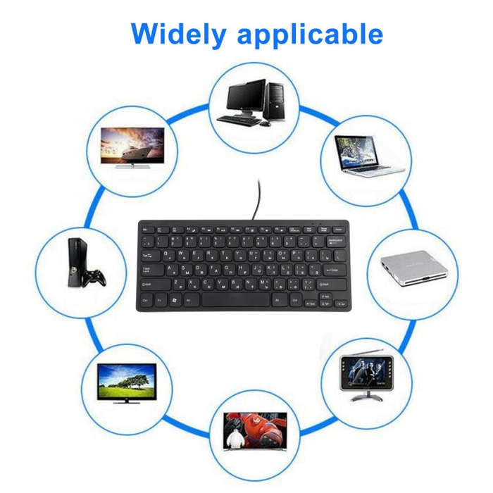 TT-A01 Ultra-thin Design Mini Wired Keyboard, Russian Version (Black)