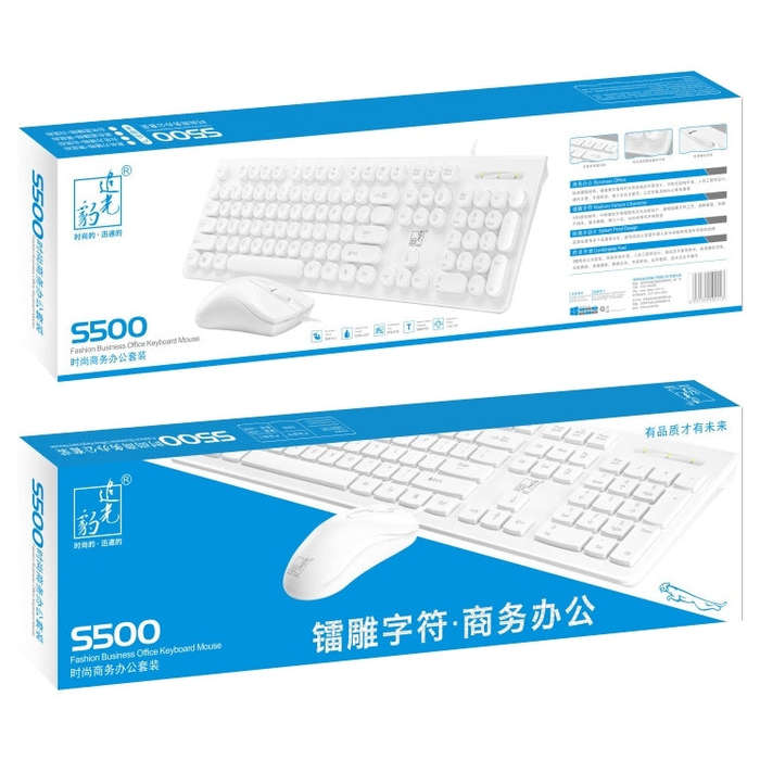ZGB S500 Square Keycap Wired Keyboard + Mouse Set (Black)