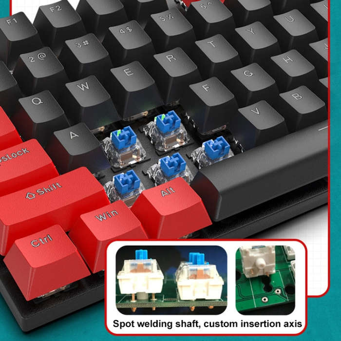 FOREV FV-301 87-keys Blue Axis Mechanical Gaming Keyboard, Cable Length: 1.6m(Pink + White)
