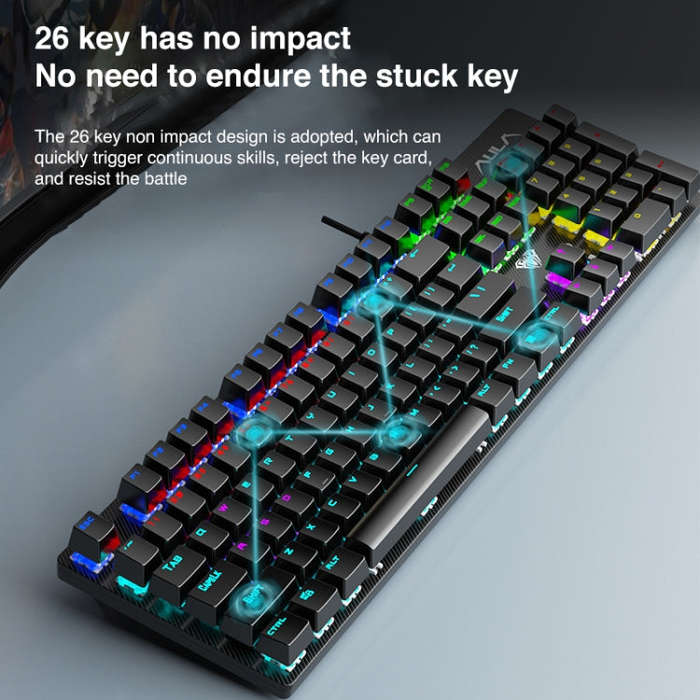 AULA S2022 USB Wired Mechanical Keyboard (Black)