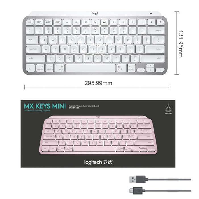 Logitech MX Keys Mini Wireless Bluetooth Ultra-thin Smart Backlit Keyboard (Grey)