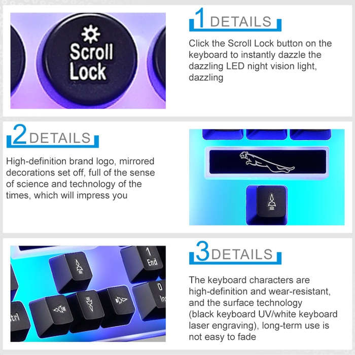 ZGB G21 Luminous Wired Keyboard + Mouse Set (White)