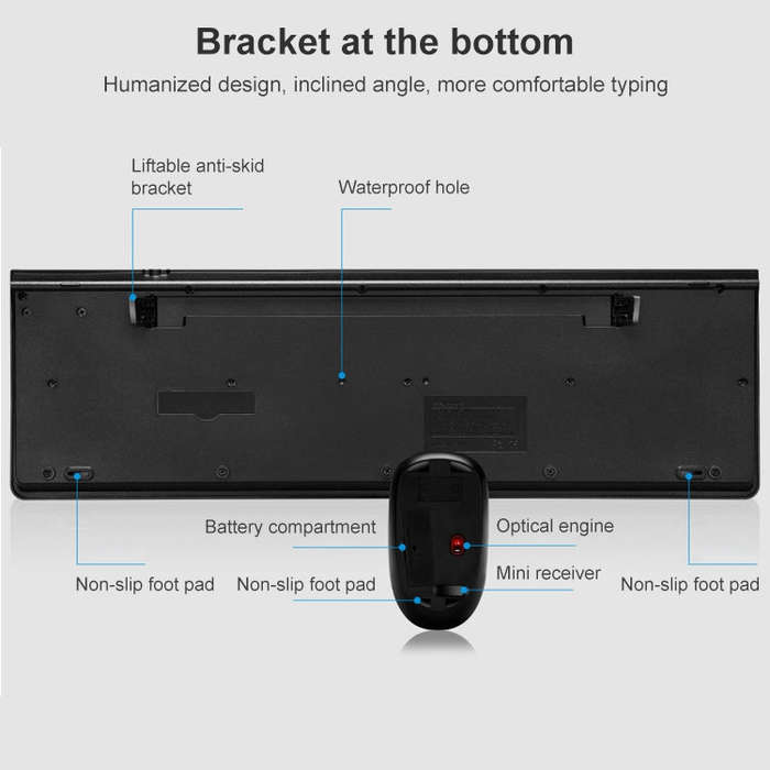 ZGB 8810 Mute Wireless Keyboard + Mouse Set (Black)