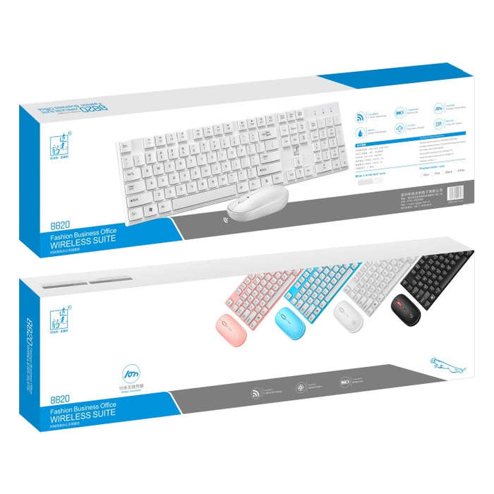ZGB 8820 Candy Color Wireless Keyboard + Mouse Set (White)