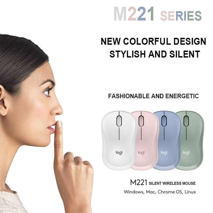 Logitech M221 Fashion Silent Wireless Mouse(White)