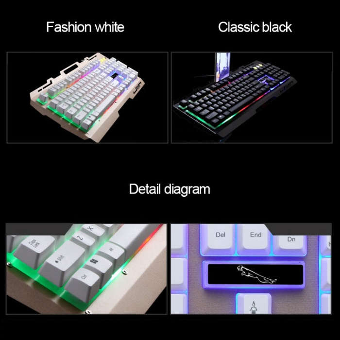 ZGB G700 104 Keys USB Wired Mechanical Feel Glowing Metal Panel Suspension Gaming Keyboard with P...