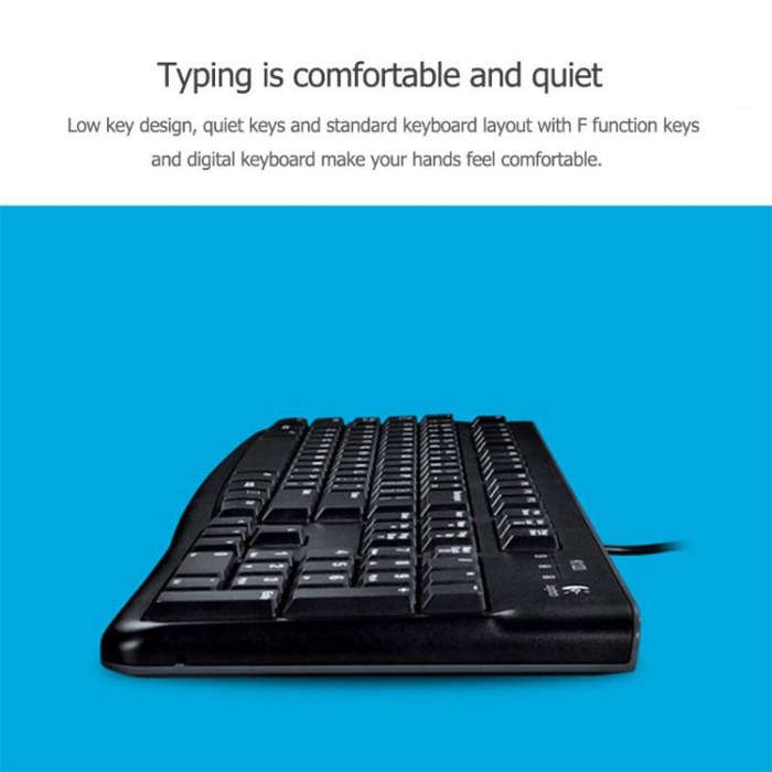 Logitech K120 USB Waterproof Splash Wired Keyboard for Desktop Computers / Laptops(Black)