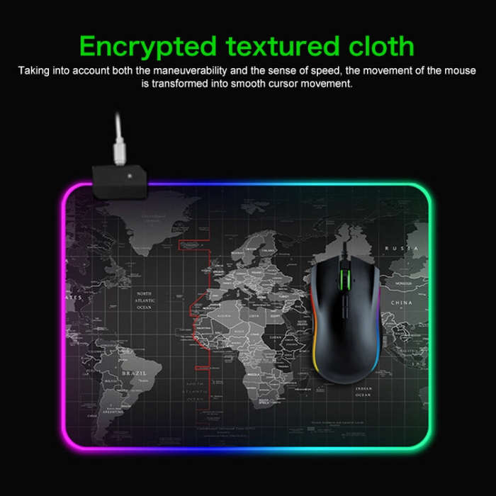 Computer World Map Pattern Illuminated Mouse Pad, Size: 35 x 25 x 0.4cm