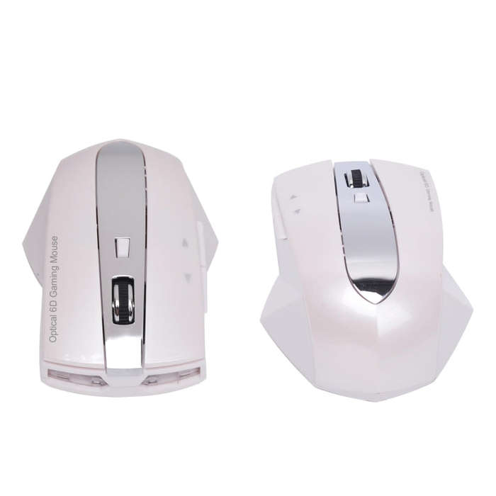 MZ-011 2.4GHz 1600DPI Wireless Rechargeable Optical Mouse with HUB Function(Pearl White)
