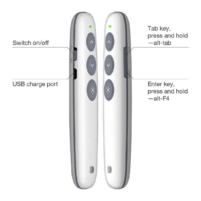 Doosl DSIT007 2.4GHz Rechargeable Powerpoint Presentation Wireless Cliker Remote Control Pen, Con...