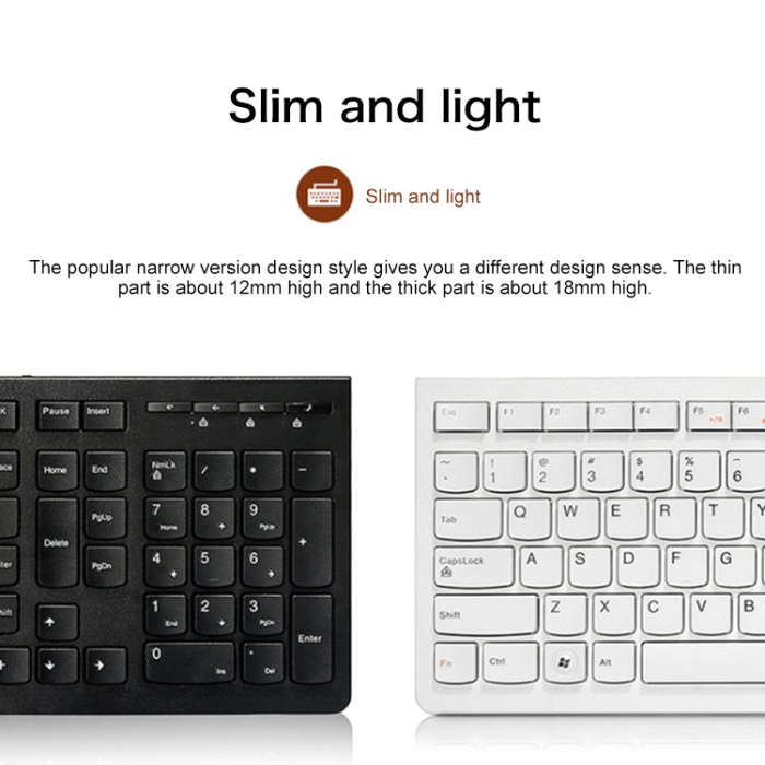 Lenovo K5819 Office Simple Ultra-thin Wired Keyboard (Black)