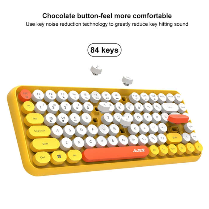 Ajazz 308I 84 Keys Tablet Mobile Phone Computer Household Office Bluetooth Keyboard(Yellow)