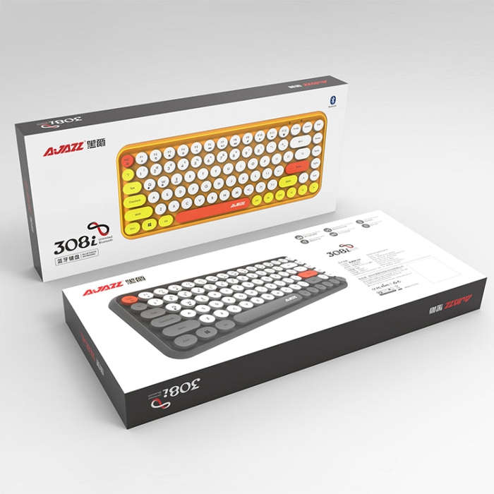 Ajazz 308I 84 Keys Tablet Mobile Phone Computer Household Office Bluetooth Keyboard(Yellow)