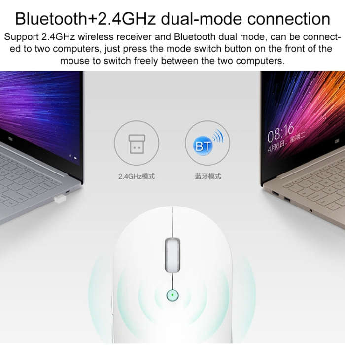 Original Xiaomi 2.4G Wireless Bluetooth 4.2 Dual Mode Silent Mouse(Black)