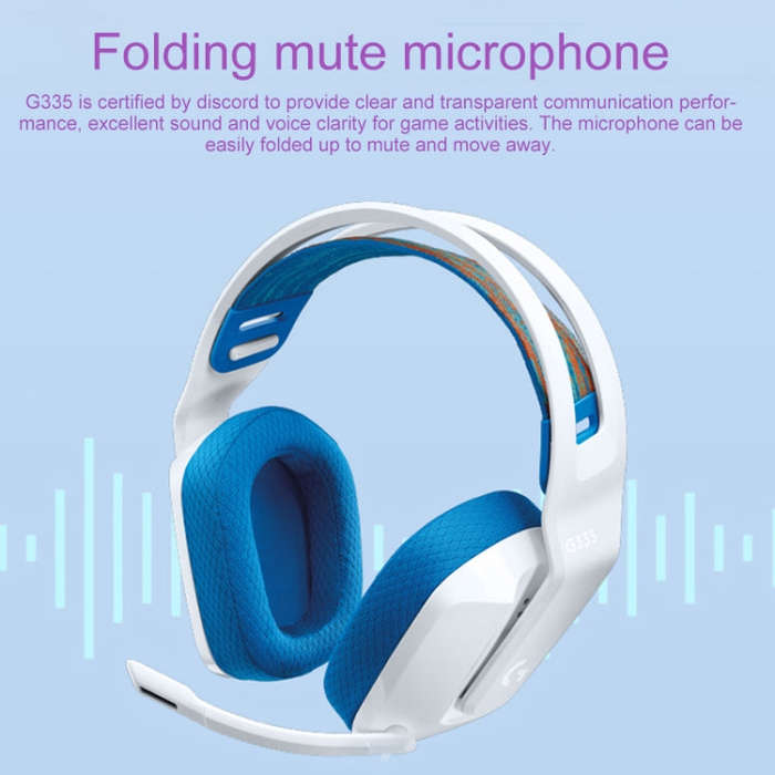 Logitech G335 Foldable Wired Gaming Headset with Microphone (White)