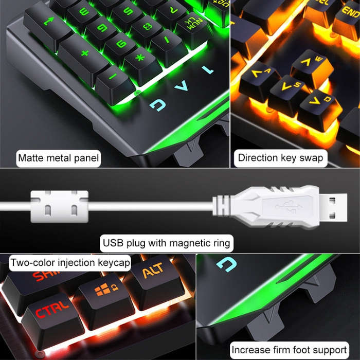 YINDIAO V2 Silent Mechanical Feel Gaming Keyboard Mouse Set (Black)