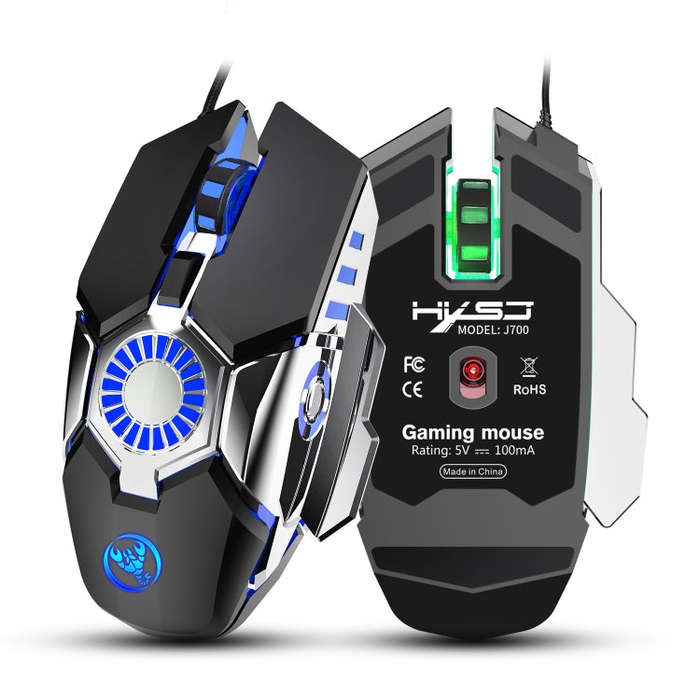HXSJ J700 Colorful Lighting Programmable E-sports Gaming Wired Mouse