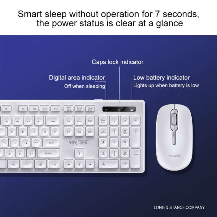 YINDIAO V3 Max Business Office Silent Wireless Keyboard Mouse Set (Black)