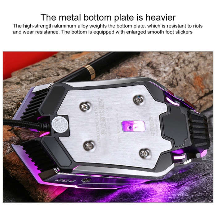 YINDIAO 3200DPI 4-modes Adjustable 7-keys RGB Light Wired Metal Mechanical Hard Core Macro Mouse,...