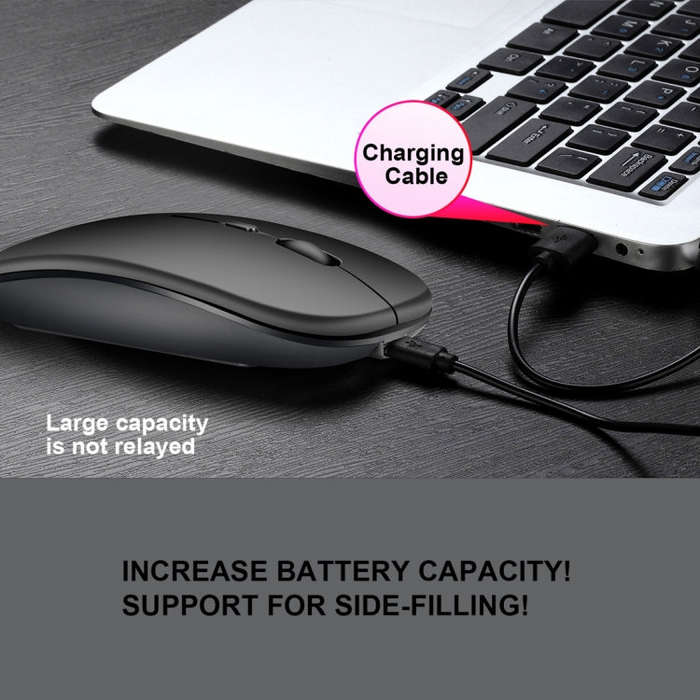 HXSJ M90 2.4GHz Ultrathin Mute Rechargeable Dual Mode Wireless Bluetooth Notebook PC Mouse (Rose ...