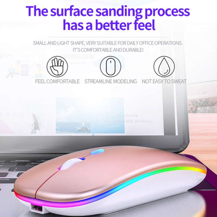 YINDIAO A2 BT3.0 + BT5.0 + 2.4GHz 1600DPI 3-modes Adjustable RGB Light Wireless Silent Bluetooth ...