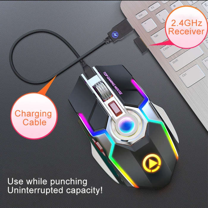 YINDIAO A5 2.4GHz 1600DPI 3-modes Adjustable Rechargeable RGB Light Wireless Silent Gaming Mouse ...