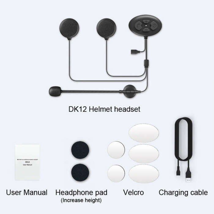 Dier DK12 800m Helmet Wireless Bluetooth Headset 5.0 Waterproof Double Motorcycle Call Headset Wi...