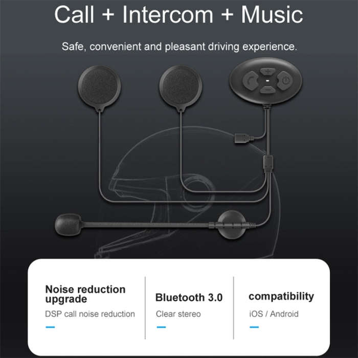 Dier DK12 800m Helmet Wireless Bluetooth Headset 5.0 Waterproof Double Motorcycle Call Headset Wi...