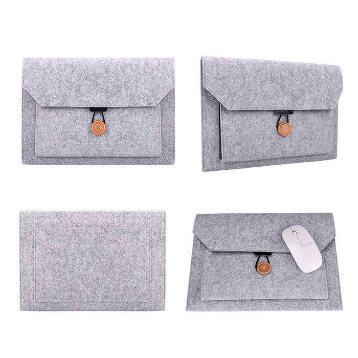 ND06 Multi-purpose Felt Button Laptop Inner Bag for 12.5 inch Laptop(Grey)