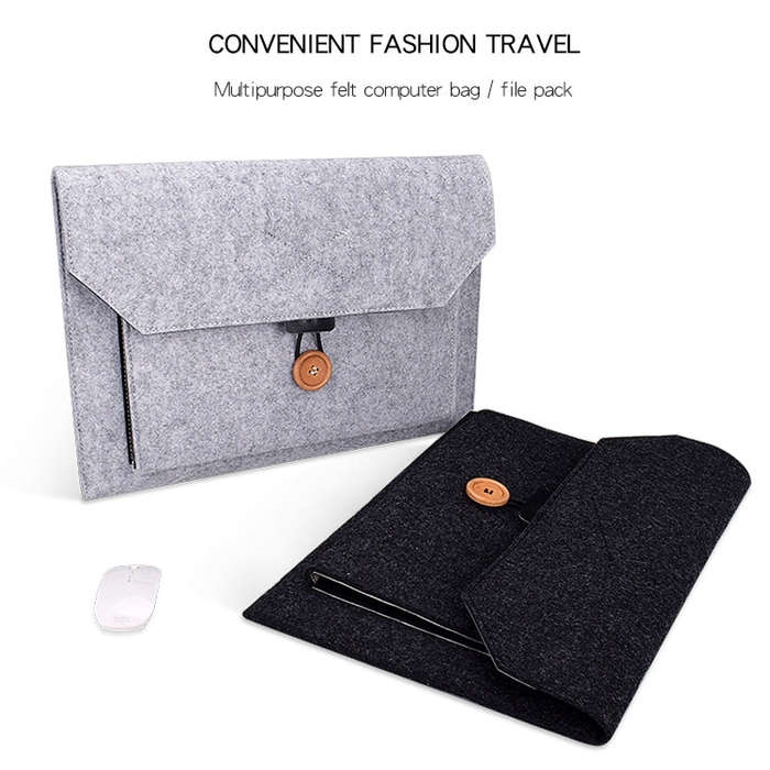 ND06 Multi-purpose Felt Button Laptop Inner Bag for 12.5 inch Laptop(Grey)