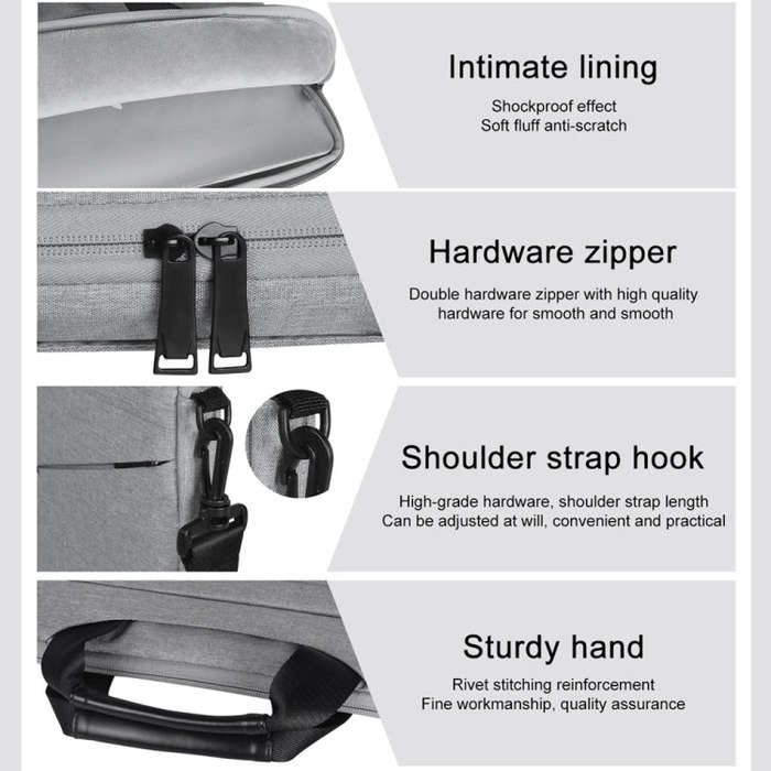 14.1 inch Breathable Wear-resistant Fashion Business Shoulder Handheld Zipper Laptop Bag with Sho...