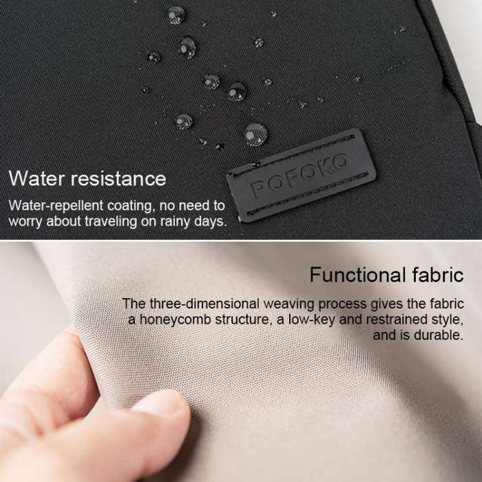 POFOKO E550 15.6 inch Portable Waterproof Polyester Laptop Handbag(Khaki)