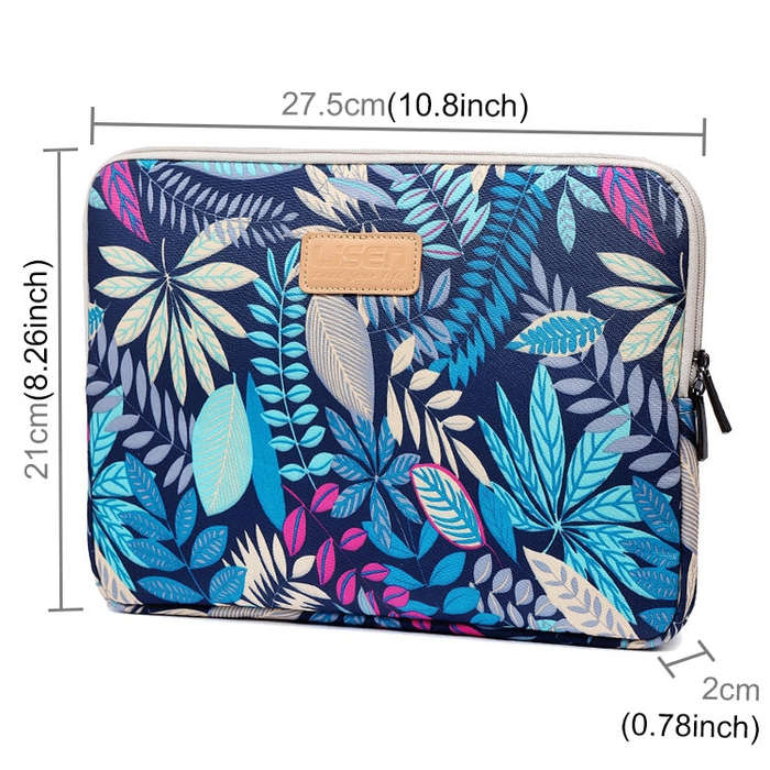 Lisen 9.8 inch Sleeve Case Colorful Leaves Zipper Briefcase Carrying Bag(Blue)